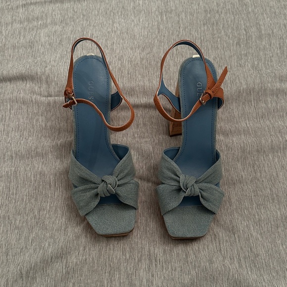 Guess - Denim, Brown and cork platform heels - Picture 3 of 6